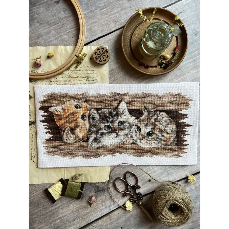 Kreuzstich-Set "Flauschiges Trio" 35 х 14,5 cm SANP-69