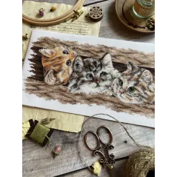 Cross stitch kit "Fluffy trio" 35 х 14,5 cm SANP-69