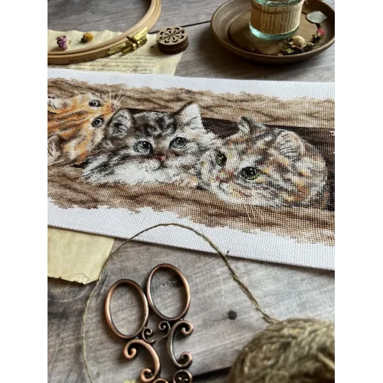 Набор для вышивания крестиком "Пушистое трио" 35 х 14,5 см SANP-69