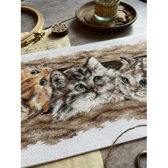 Kreuzstich-Set "Flauschiges Trio" 35 х 14,5 cm SANP-69