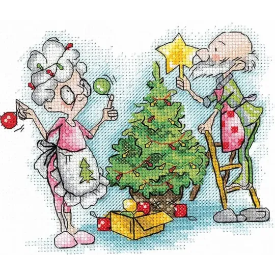 Cross stitch kit "Grandma and New Year" 13,5х13,5 cm SANB-27