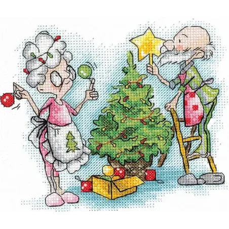 Cross stitch kit "Grandma and New Year" 13,5х13,5 cm SANB-27