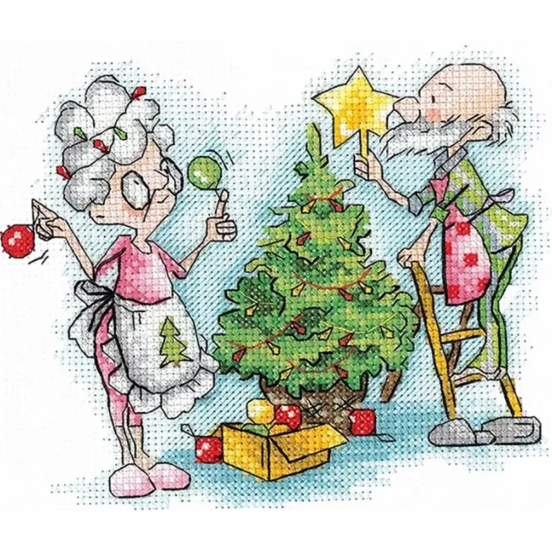 Cross stitch kit "Grandma and New Year" 13,5х13,5 cm SANB-27