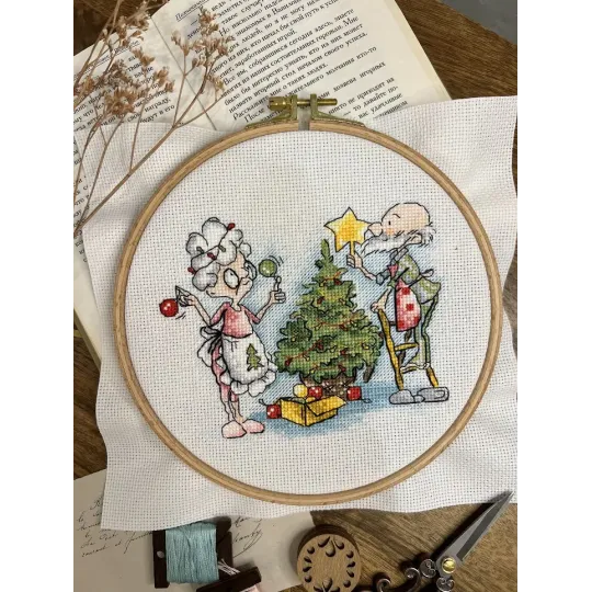 Kreuzstich-Set "Oma und Neujahr" 13,5х13,5 cm SANB-27