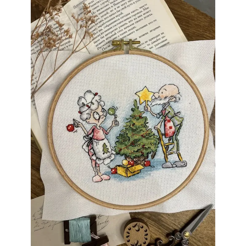 Cross stitch kit "Grandma and New Year" 13,5х13,5 cm SANB-27