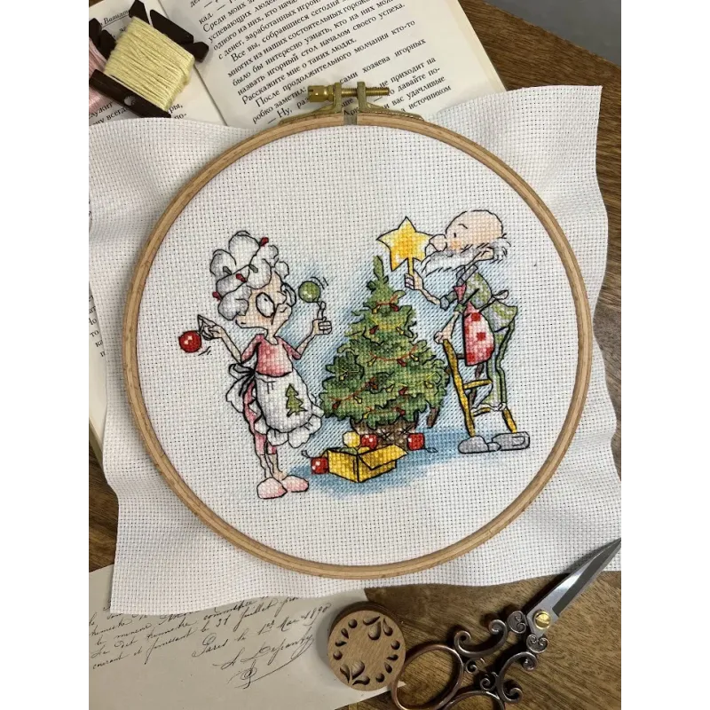 Cross stitch kit "Grandma and New Year" 13,5х13,5 cm SANB-27