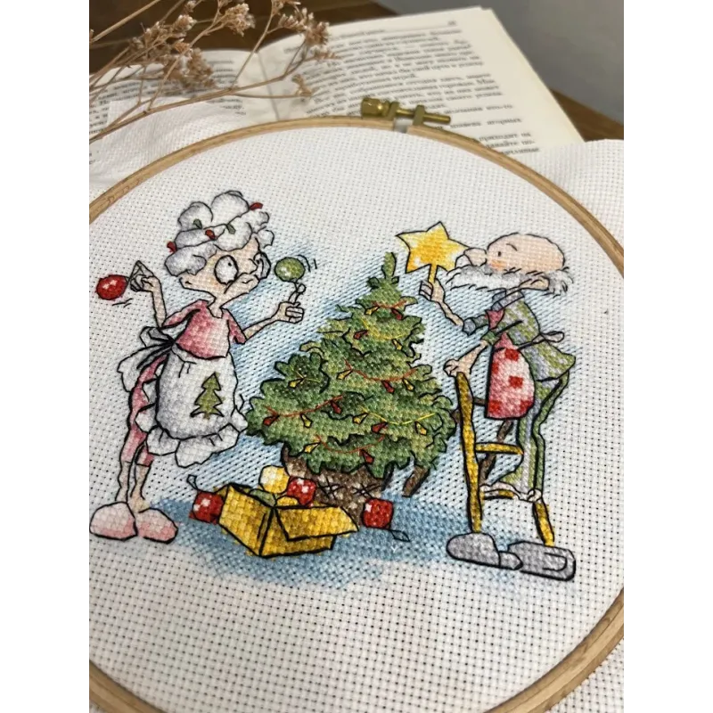 Cross stitch kit "Grandma and New Year" 13,5х13,5 cm SANB-27