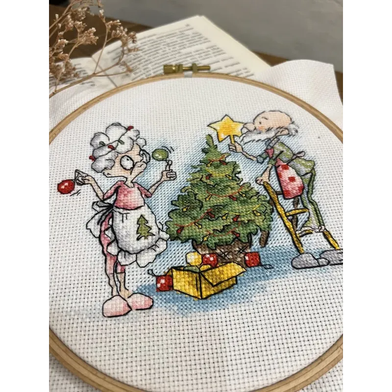 Kreuzstich-Set "Oma und Neujahr" 13,5х13,5 cm SANB-27