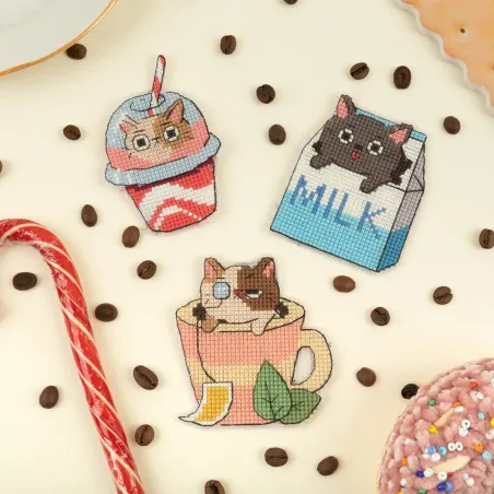 Kit de point de croix KLART "Chats doux (aimants de réfrigérateur)" KL8-553