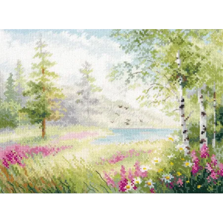 Kit de point de croix "Lac Bleu. Silence" S3-34
