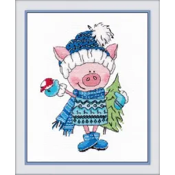 SALE Magnet. Pig with a Christmas Tree S1130 (D)