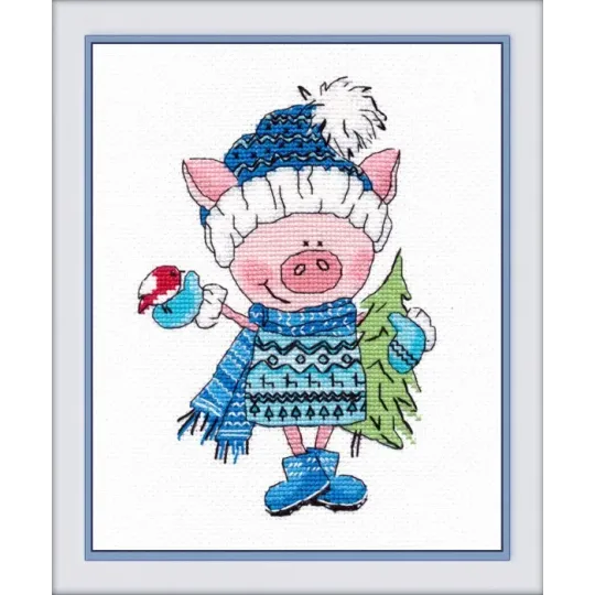 Aimant de VENTE. Cochon avec un arbre de Noël S1130 (D)