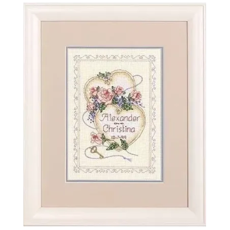 Kit de point de croix « Cœurs unis » 13x18 cm D06730