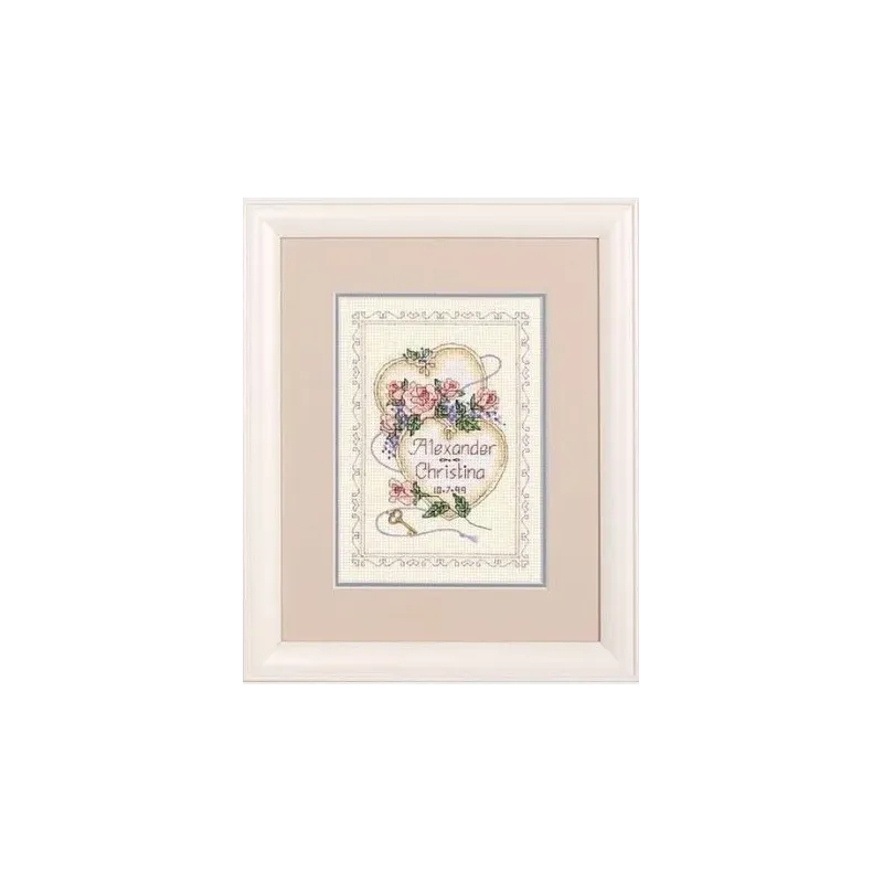 Kit de point de croix « Cœurs unis » 13x18 cm D06730