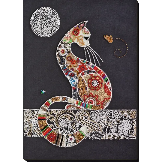 Hauptperlenstick-Set Katze und Motte (Deco-Szenen) AAB-794