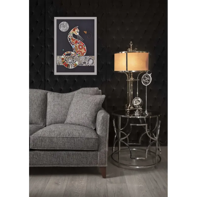 Kit de broderie de perles principal Chat et papillon de nuit (Scènes de décoration) Abris Art AB-794