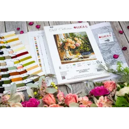 Cross Stitch Kit "Vase with Roses and Blueberries" 35 x 35 cm SB719