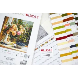 Cross Stitch Kit "Vase with Roses and Blueberries" 35 x 35 cm SB719