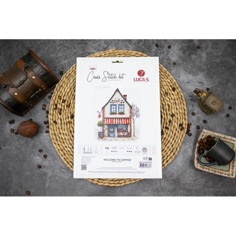 Kit de point de croix "Bienvenue au café !" 18 x 20 cm SB1427