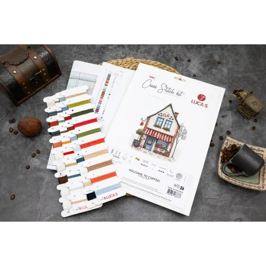 Kit de point de croix "Bienvenue au café !" 18 x 20 cm SB1427