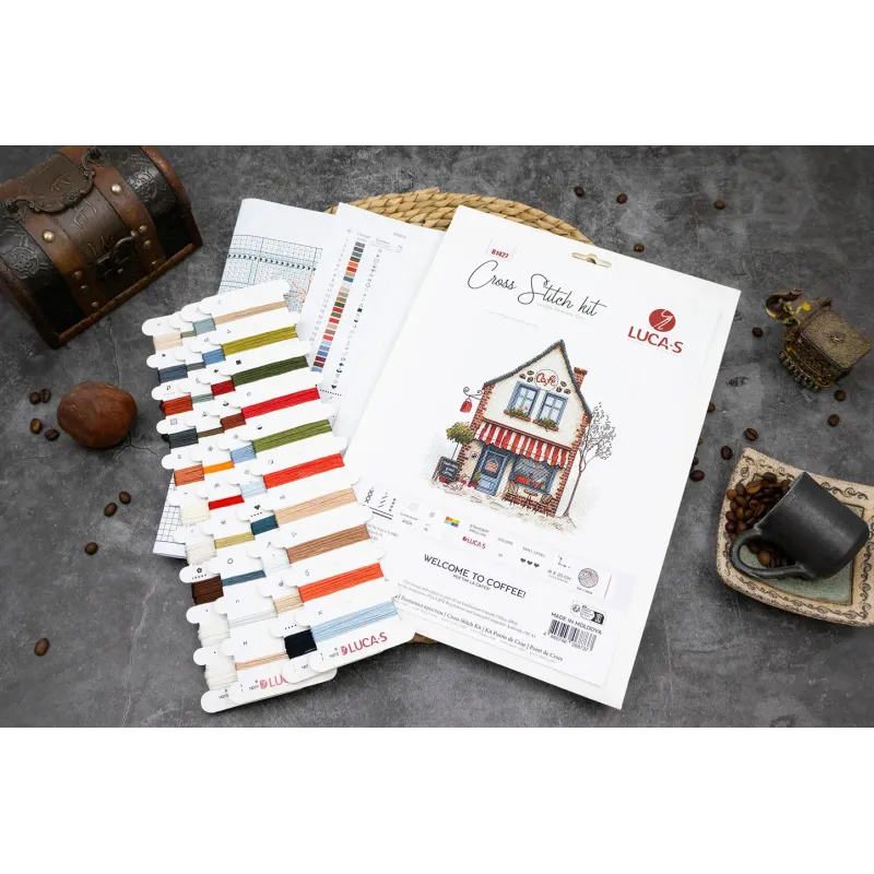 Kit de point de croix "Bienvenue au café !" 18 x 20 cm SB1427