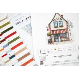 Kit de point de croix "Bienvenue au café !" 18 x 20 cm SB1427