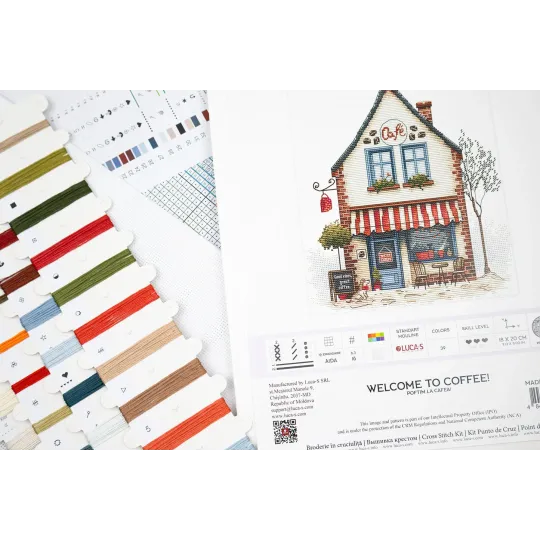 Kreuzstich-Set "Willkommen im Kaffee!" 18 x 20 cm SB1427