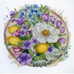 Kryželiu siuvinėjimo rinkinys "Gėlių akimirka" 26x26 cm AAH-287