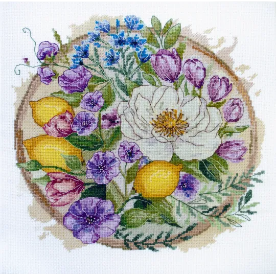 Kit point de croix "Un moment fleuri" 26x26 cm AAH-287