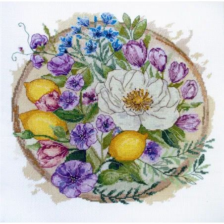 Kit point de croix "Un moment fleuri" 26x26 cm AAH-287