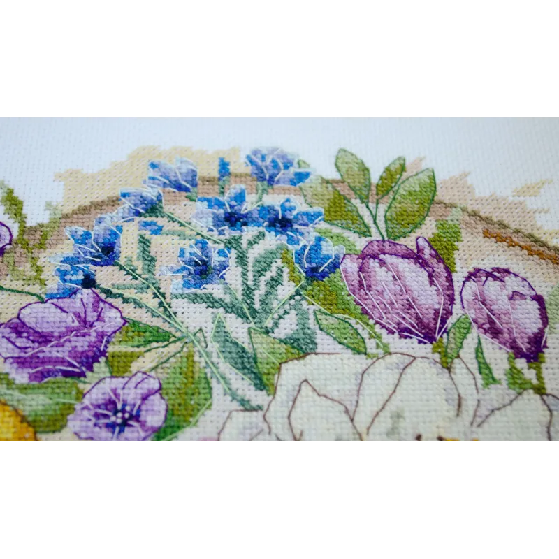 Kit point de croix "Un moment fleuri" 26x26 cm AAH-287