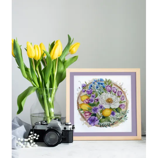 Kit point de croix "Un moment fleuri" 26x26 cm AAH-287