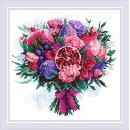 Kit point de croix " Bouquet Fruité " 25x25 cm SR2230