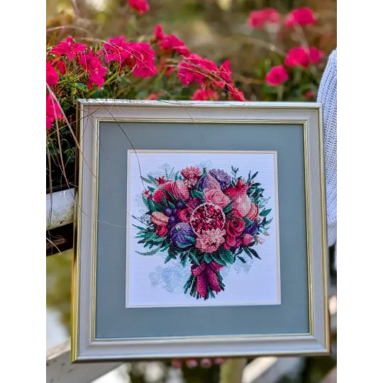 Kreuzstich-Set „Fruchtiger Blumenstrauß“ 25x25 cm SR2230