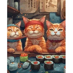 Kit de peinture diamant avec sous-châssis "Au bar à sushis" 30x40 cm VA868