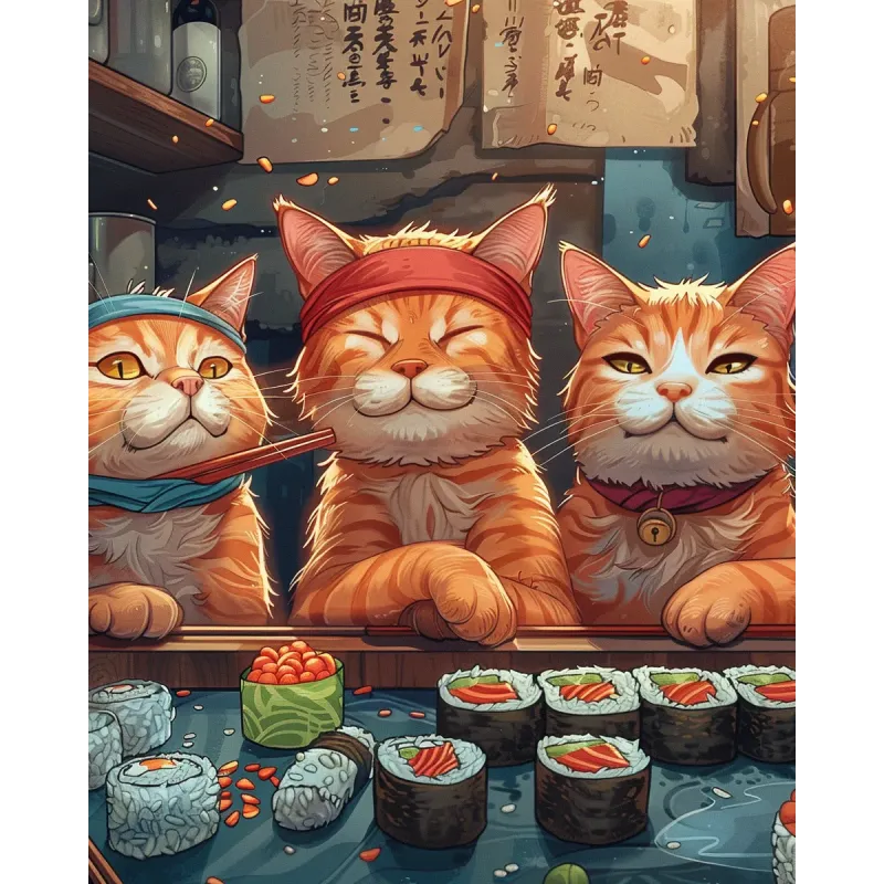 Kit de peinture diamant avec sous-châssis "Au bar à sushis" 30x40 cm VA868