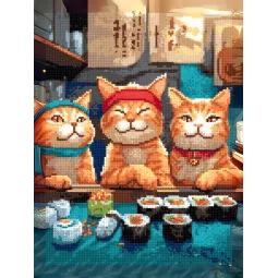 Алмазная мозаика с подрамником "В суши-баре" 30x40 см VA868