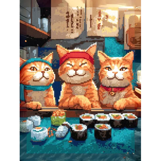 Kit de peinture diamant avec sous-châssis "Au bar à sushis" 30x40 cm VA868