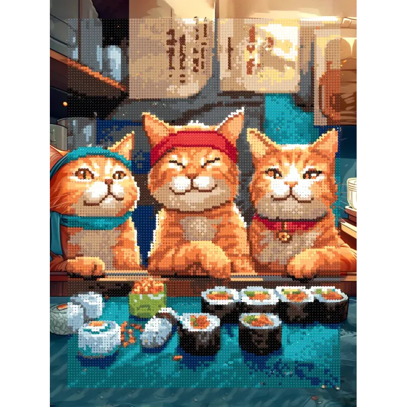 Diamantmalerei-Kit mit Keilrahmen "In der Sushi-Bar" 30x40 cm VA868
