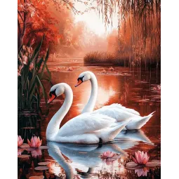 Kit de peinture diamant avec sous-cadre "Swans" 30x40 cm VA863