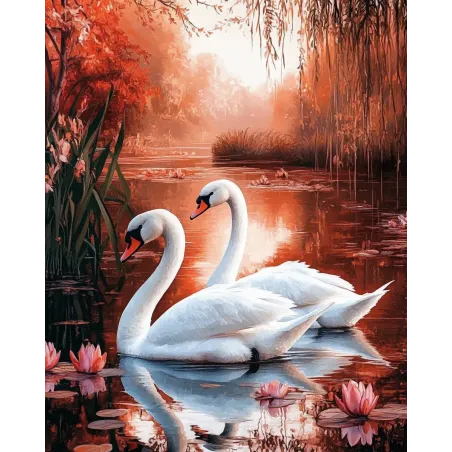 Diamond Painting kit with subframe "Swans" 30x40 cm VA863