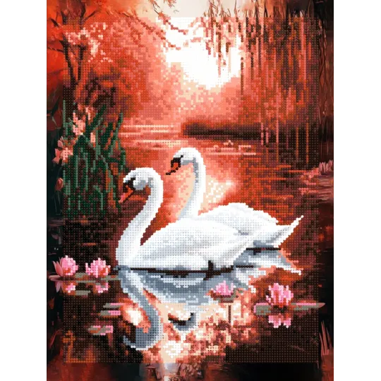 Diamond Painting kit with subframe "Swans" 30x40 cm VA863