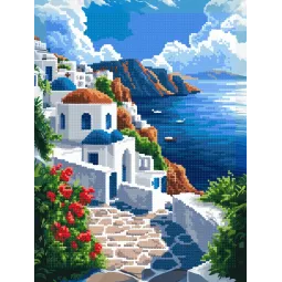 Kit de peinture diamant avec châssis "Grèce" 30x40 cm VA857