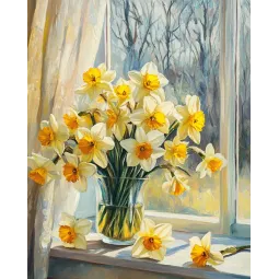 Kit de peinture diamant avec sous-cadre "Jonquilles" 30x40 cm VA865