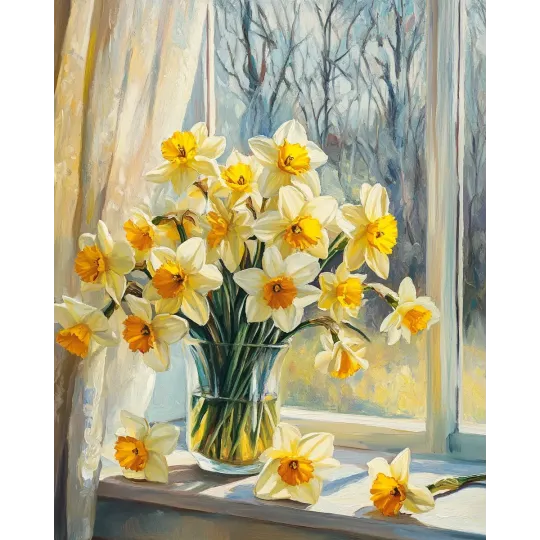 Kit de peinture diamant avec sous-cadre "Jonquilles" 30x40 cm VA865