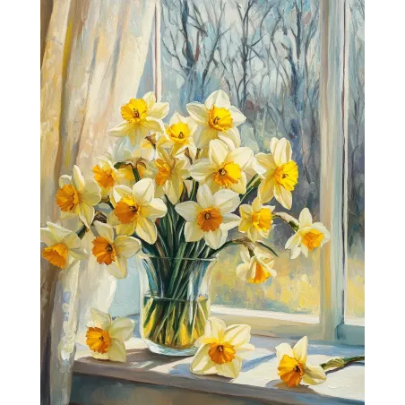 Kit de peinture diamant avec sous-cadre "Jonquilles" 30x40 cm VA865