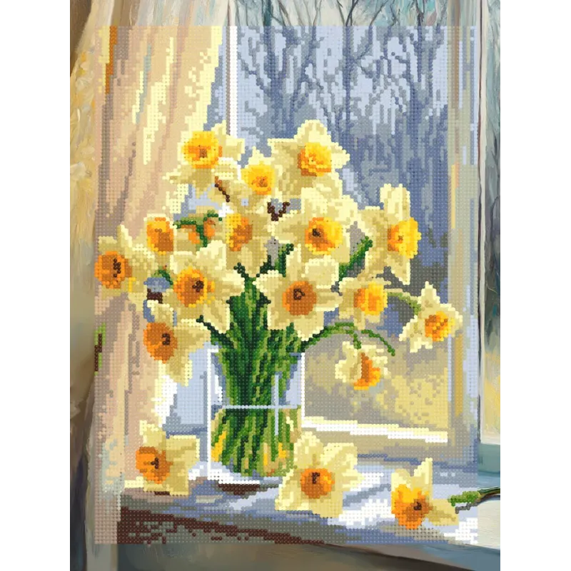 Kit de peinture diamant avec sous-cadre "Jonquilles" 30x40 cm VA865
