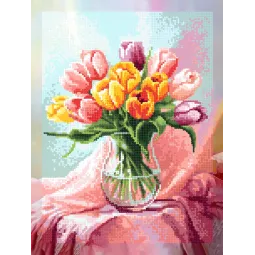 Kit de peinture au diamant avec châssis "Tulipes" 30x40 cm VA859