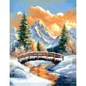 Kit de peinture diamant avec sous-châssis "Ruisseau dans la forêt d'hiver" 30x40 cm VA851