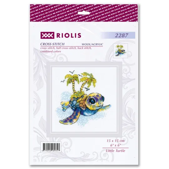 Набор для вышивания крестиком "Маленькая черепаха" 15х15 см SR2287